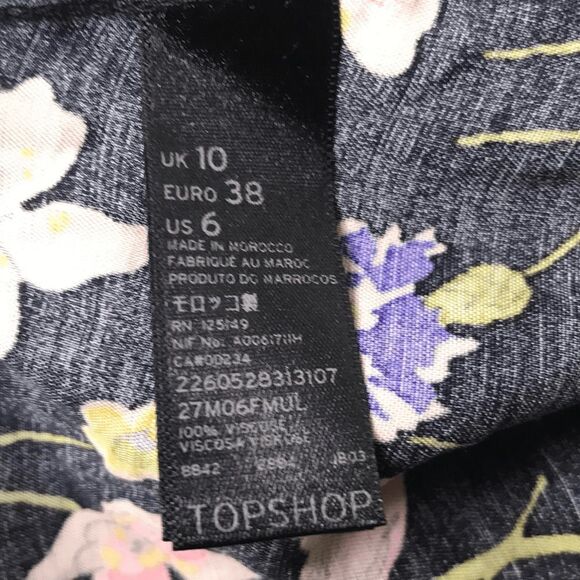 Top Shop Mini Circle Skirt Womens Size 6 Black Floral Pull-on Skater Fairycore - Picture 5 of 5